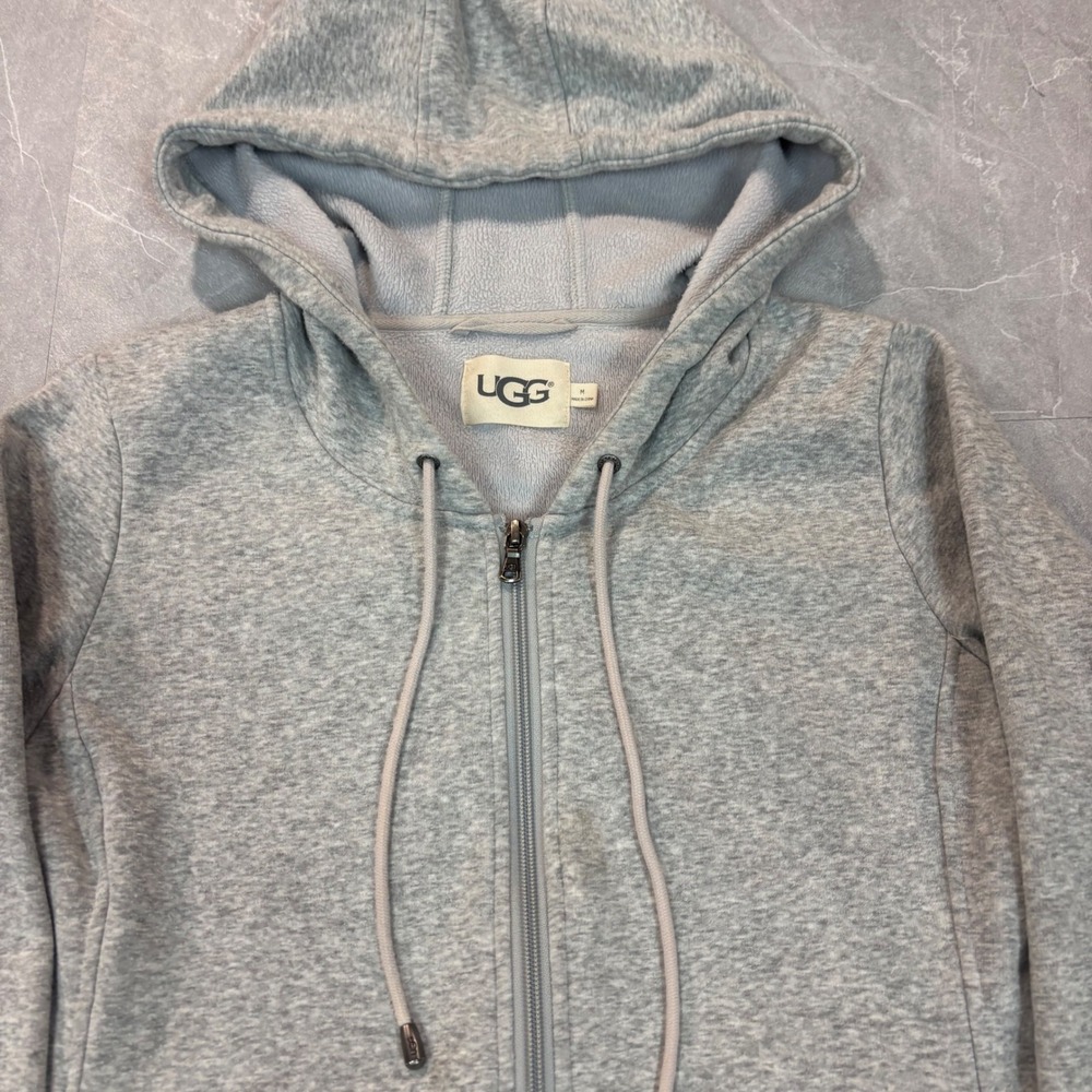 UGG Women Grey Heather Full Zip Fleece Lined Hoodie Sweatshirt Size M - Picture 2 of 7